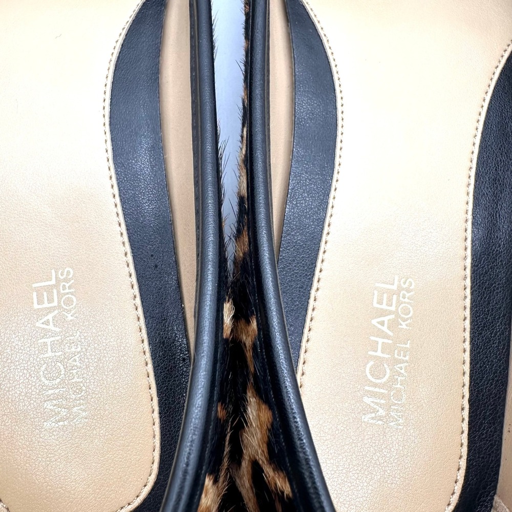 Michael Kors GLoria Moc Printed Leopard Calf Hair Ballet Flats Gold  Leather 6.5 - Picture 8 of 11